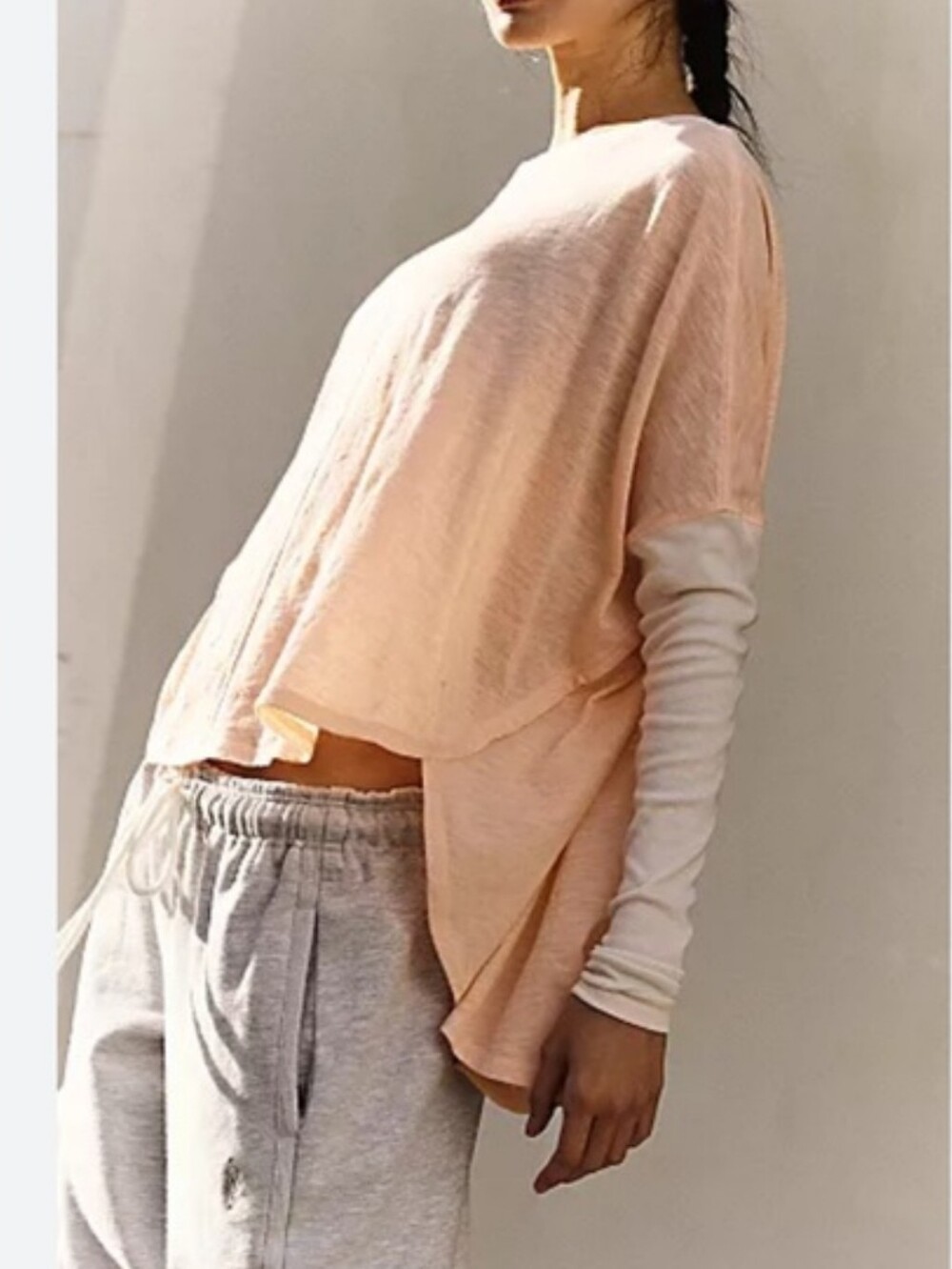 NWT Free People FP Movement Go Team Fine Gauge Sweater Pastel Peach Small READ